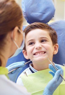 Boy smiling at pediatric dentist near Dunwoody