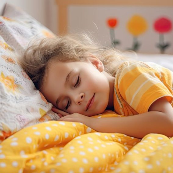 Child napping at home in cozy bed