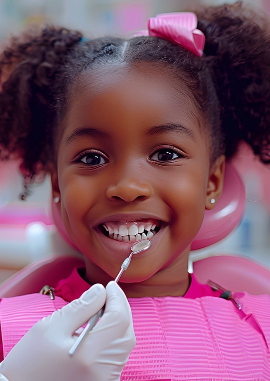 Little girl receiving a dental checkup