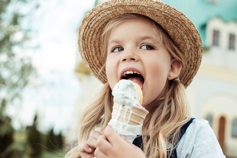 little girl eating ice cream 